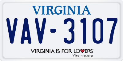 VA license plate VAV3107