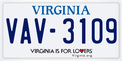 VA license plate VAV3109