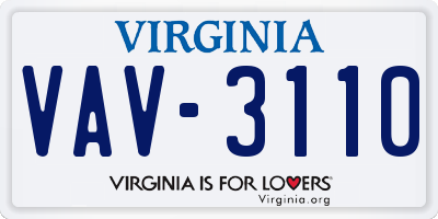 VA license plate VAV3110