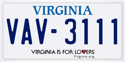 VA license plate VAV3111