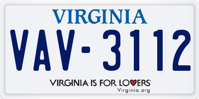 VA license plate VAV3112