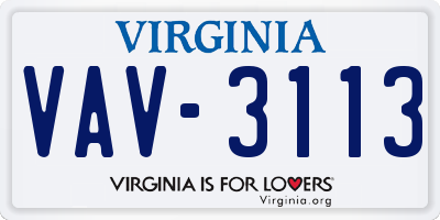VA license plate VAV3113