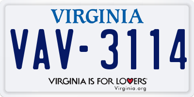VA license plate VAV3114
