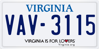 VA license plate VAV3115