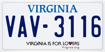 VA license plate VAV3116