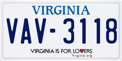 VA license plate VAV3118