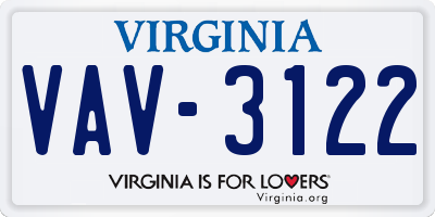 VA license plate VAV3122