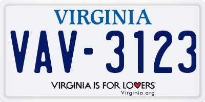VA license plate VAV3123