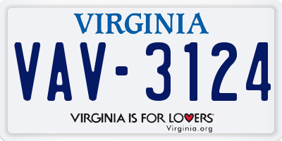 VA license plate VAV3124