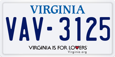 VA license plate VAV3125