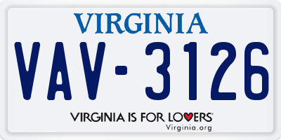 VA license plate VAV3126