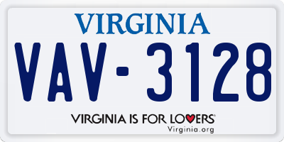 VA license plate VAV3128