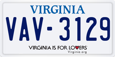 VA license plate VAV3129