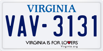 VA license plate VAV3131