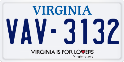 VA license plate VAV3132