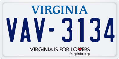 VA license plate VAV3134