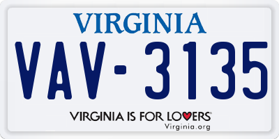 VA license plate VAV3135