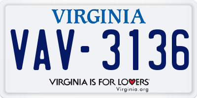 VA license plate VAV3136