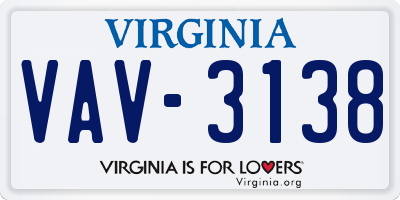 VA license plate VAV3138