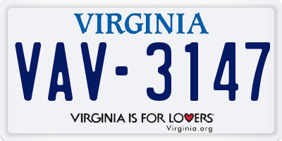 VA license plate VAV3147