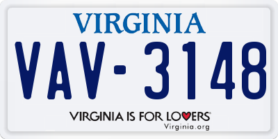 VA license plate VAV3148