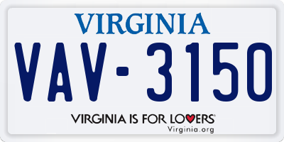 VA license plate VAV3150