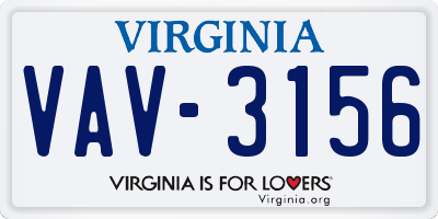 VA license plate VAV3156