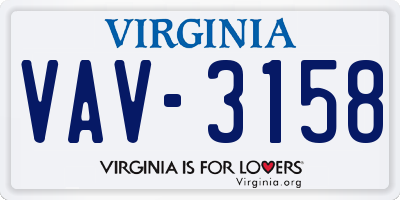 VA license plate VAV3158