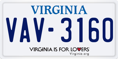 VA license plate VAV3160