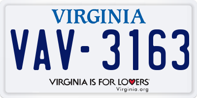 VA license plate VAV3163