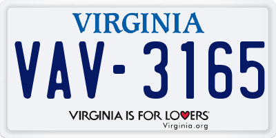 VA license plate VAV3165