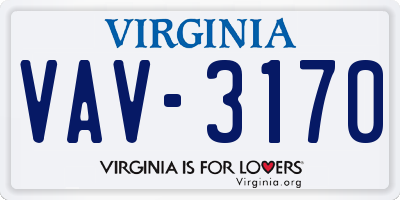 VA license plate VAV3170