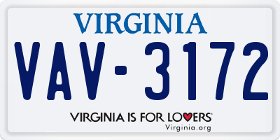 VA license plate VAV3172