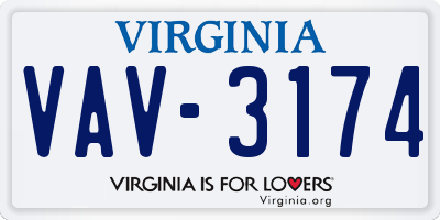 VA license plate VAV3174