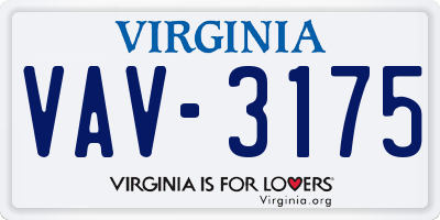 VA license plate VAV3175