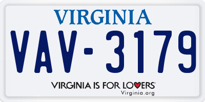 VA license plate VAV3179