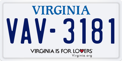 VA license plate VAV3181