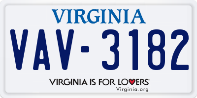 VA license plate VAV3182