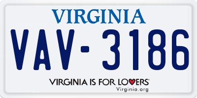 VA license plate VAV3186