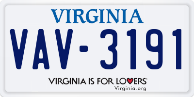 VA license plate VAV3191