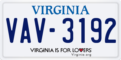 VA license plate VAV3192