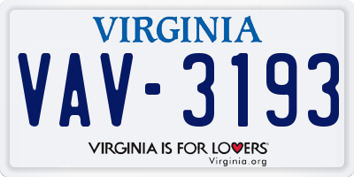 VA license plate VAV3193