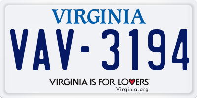VA license plate VAV3194