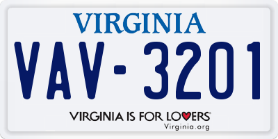 VA license plate VAV3201