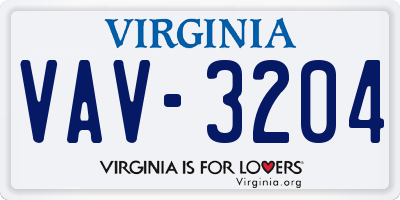VA license plate VAV3204