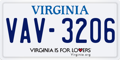 VA license plate VAV3206