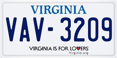 VA license plate VAV3209