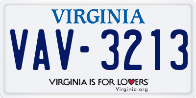 VA license plate VAV3213