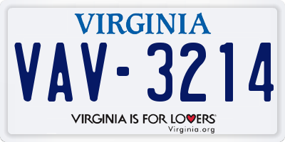 VA license plate VAV3214