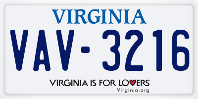 VA license plate VAV3216
